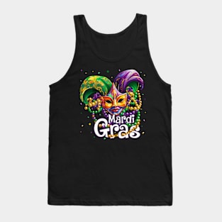 Happy Mardi Gras Carnival Party Mask BeadsKids Tank Top